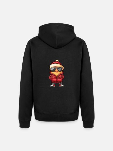 Chicken Cool Comic - Unisex Premium Organic Zip Hoodie - black