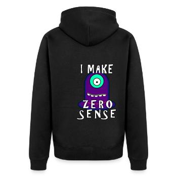 I Make Zero Sense - Unisex Premium Organic Zip Hoodie - black - Back - Nico (187cm)