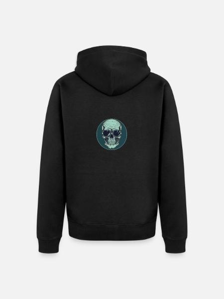 Skull with sunglasses, skull, skeleton - Unisex Premium Organic Zip Hoodie - black