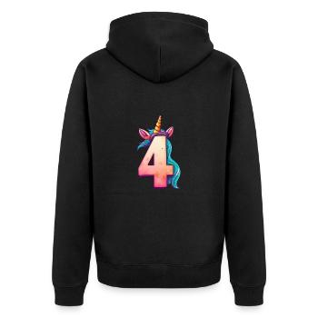 Einhorn 4. Geburtstag - Unisex Premium Bio Zip Hoodie - Schwarz - Hinten - Nico (187cm)