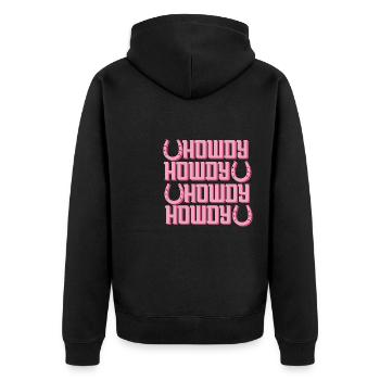 Howdy Pferd Reiten Reitsport Western - Unisex Premium Bio Zip Hoodie - Schwarz - Hinten - Nico (187cm)