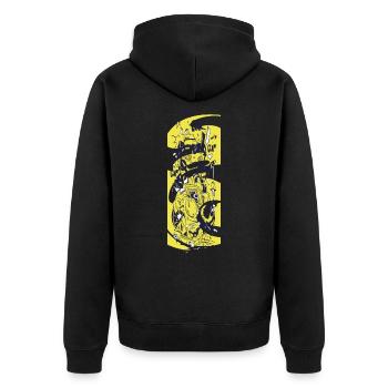 Jolly Chimp - Unisex Premium Organic Zip Hoodie - black - Back - Nico (187cm)
