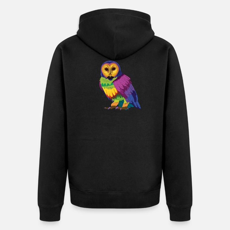 Regenbogeneule - Unisex Premium Bio Zip Hoodie - Schwarz
