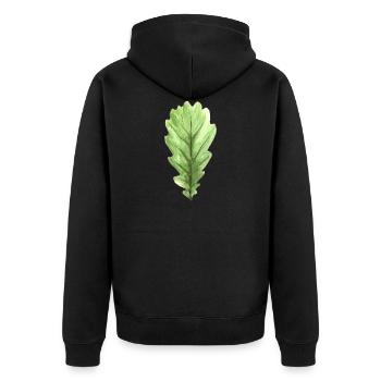 Blatt einer Eiche - Unisex Premium Bio Zip Hoodie - Schwarz - Hinten - Nico (187cm)