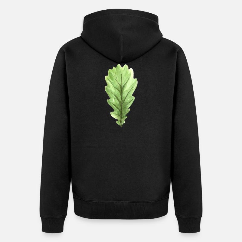 Blatt einer Eiche - Unisex Premium Bio Zip Hoodie - Schwarz
