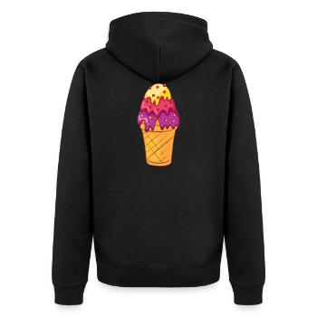 Crème glacée, crème glacée, crème glacée, crème glacée, boule, crème glacée, sundae - Veste à capuche bio Premium Unisexe - noir - Dos - Nico (187cm)