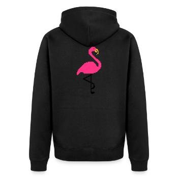 Flamingo PIxel Art - Unisex Premium Organic Zip Hoodie - black - Back - Nico (187cm)