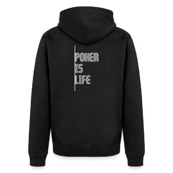 Poker - Unisex Premium Bio Zip Hoodie - Schwarz - Hinten - Nico (187cm)