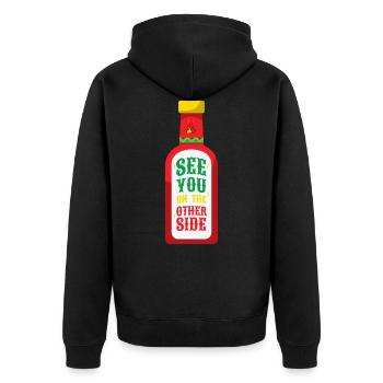 See You On The Other Side - Scharfe Sauce Chili - Unisex Premium Bio Zip Hoodie - Schwarz - Hinten - Nico (187cm)