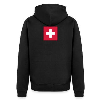Drapeau suisse, croix, drapeau, suisse - Veste à capuche bio Premium Unisexe - noir - Dos - Nico (187cm)