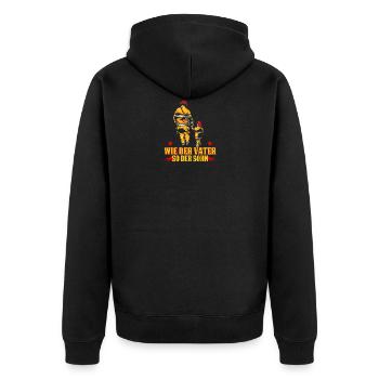 Feuerwehr Brandbekämpfung Geschenk · Wie der Vater - Unisex Premium Bio Zip Hoodie - Schwarz - Hinten - Nico (187cm)