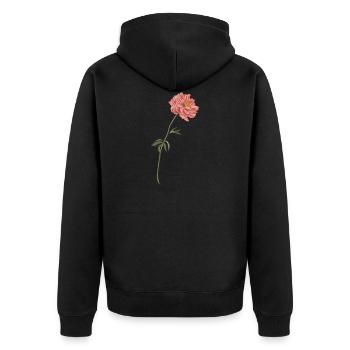 FLOWER - Unisex Premium Bio Zip Hoodie - Schwarz - Hinten - Nico (187cm)