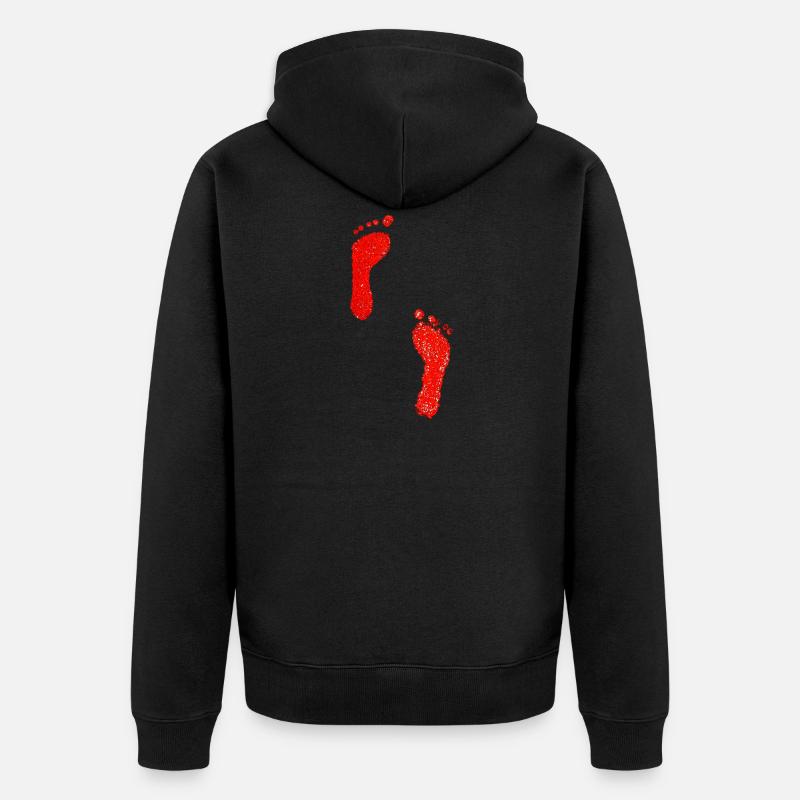 Empreintes de pas pieds rouges - Veste à capuche bio Premium Unisexe - noir
