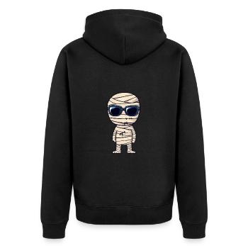Mumie Halloween Cool - Unisex Premium Bio Zip Hoodie - Schwarz - Hinten - Nico (187cm)