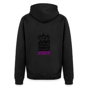Junggesellinnenabschied 2025 Einhorn - Unisex Premium Bio Zip Hoodie - Schwarz - Hinten - Nico (187cm)