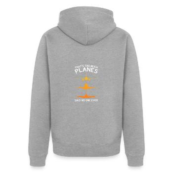 Fluglotse Flughafen Tower - Unisex Premium Bio Zip Hoodie - Grau meliert - Hinten - Nico (187cm)
