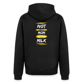 Not Your Mum Not Your Milk - Unisex Premium Bio Zip Hoodie - Schwarz - Hinten - Nico (187cm)