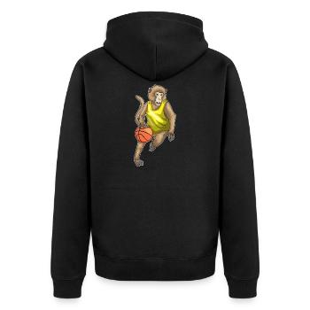 Affe Basketballspieler Basketball - Unisex Premium Bio Zip Hoodie - Schwarz - Hinten - Nico (187cm)