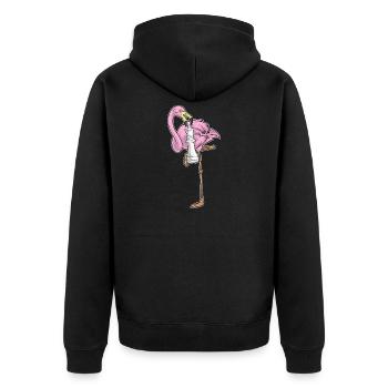 Flamingo Chess Piece King Chess - Unisex Premium Organic Zip Hoodie - black - Back - Nico (187cm)