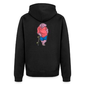 Hippopotamus Skater Skateboard - Unisex Premium Organic Zip Hoodie - black - Back - Nico (187cm)