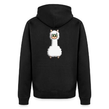 Alpaca - Unisex Premium Organic Zip Hoodie - black - Back - Nico (187cm)