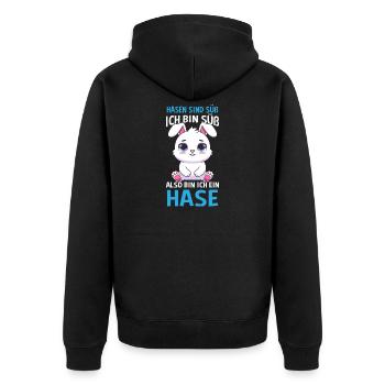 Hasen Sind Süß Ich Bin Süß Also Bin Ich Ein Hase - Unisex Premium Bio Zip Hoodie - Schwarz - Hinten - Nico (187cm)