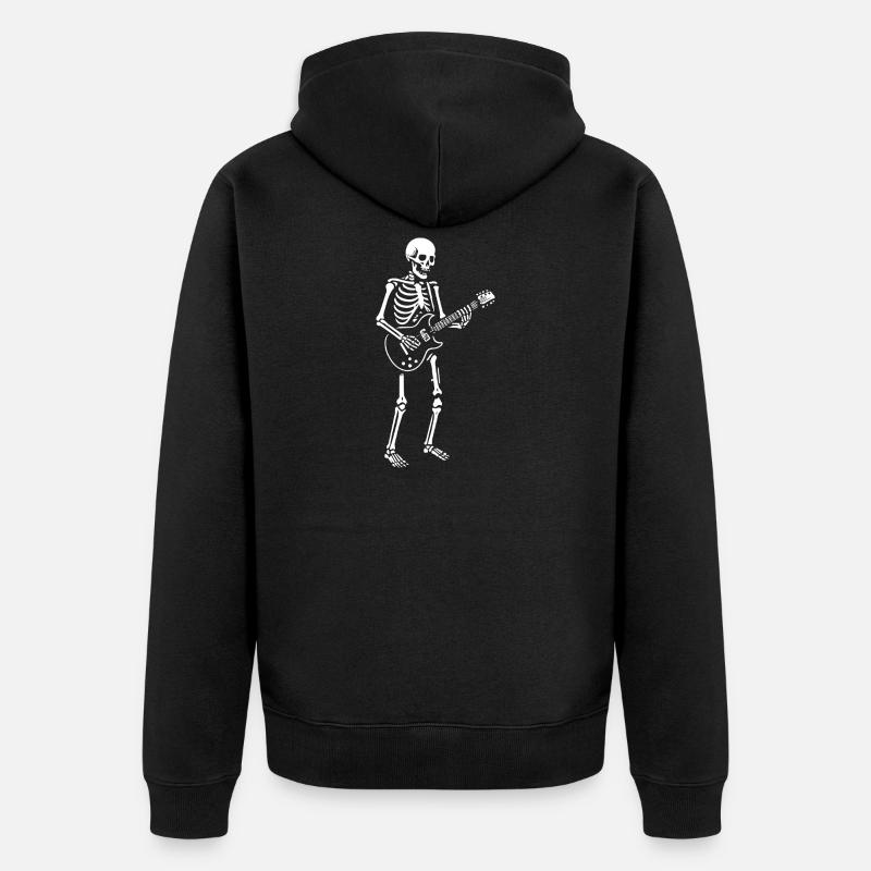Illustration d'un guitariste squelette - Veste à capuche bio Premium Unisexe - noir