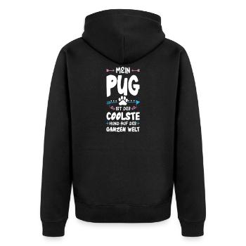 Pug Pug Dog Saying - Unisex Premium Organic Zip Hoodie - black - Back - Nico (187cm)