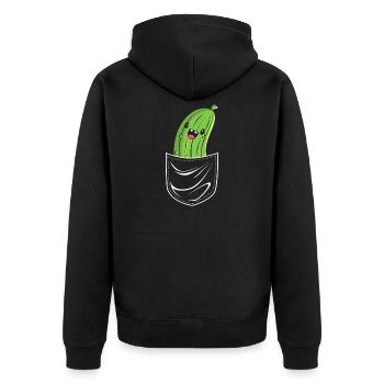Gurke Gurken Essiggurke - Unisex Premium Bio Zip Hoodie - Schwarz - Hinten - Nico (187cm)