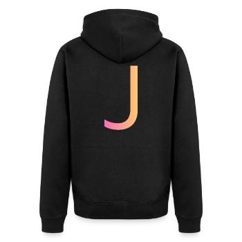 J - Unisex Premium Bio Zip Hoodie - Schwarz - Hinten - Nico (187cm)