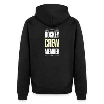 Hockey Crew - Unisex Premium Bio Zip Hoodie - Schwarz - Hinten - Nico (187cm)