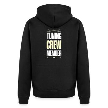 Tuning Crew - Unisex Premium Bio Zip Hoodie - Schwarz - Hinten - Nico (187cm)