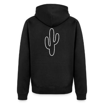 Cactus Lineart Silhouette - Unisex Premium Organic Zip Hoodie - black - Back - Nico (187cm)