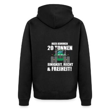20 Tonnen Traktor Demo - Unisex Premium Bio Zip Hoodie - Schwarz - Hinten - Nico (187cm)