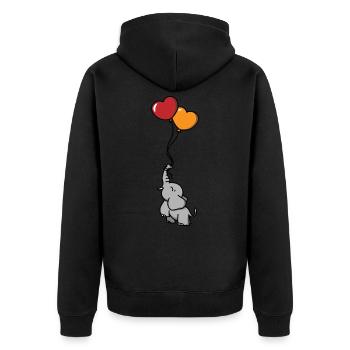 Ballons coeur éléphant / jolie idée cadeau - Veste à capuche bio Premium Unisexe - noir - Dos - Nico (187cm)