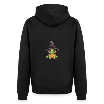 Mignonne tortue d’Halloween avec chapeau de sorcière. - Veste à capuche bio Premium Unisexe - noir - Dos - Nico (187cm)
