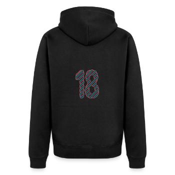 18. 18 JAHRE ALT. 18-JÄHRIGES JUBILÄUM. GEBURTSTAG 18 JAHRE. - Unisex Premium Bio Zip Hoodie - Schwarz - Hinten - Nico (187cm)