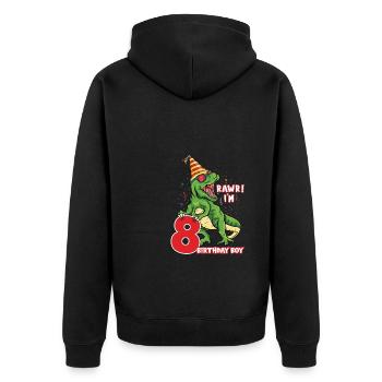 Rawr i'm 8 Birthday Boy Dinosaur Saurus Lover - Unisex Premium Organic Zip Hoodie - black - Back - Nico (187cm)
