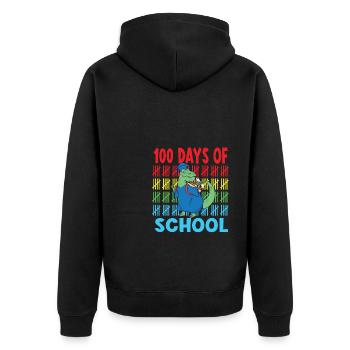 100 jours d’école dinosaure Saur T Rex - Veste à capuche bio Premium Unisexe - noir - Dos - Nico (187cm)
