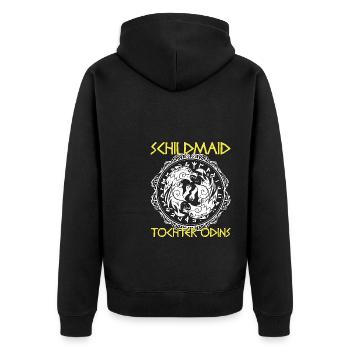 Odin Wikinger Schildmaid Runen Geschenk - Unisex Premium Bio Zip Hoodie - Schwarz - Hinten - Nico (187cm)