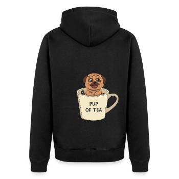 Chien Chiot de thé Carlin Drôle d’animal Jeux de mots - Veste à capuche bio Premium Unisexe - noir - Dos - Nico (187cm)