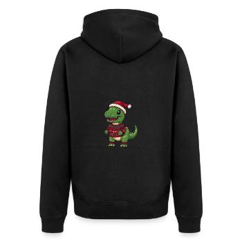 Dinosaur T-Rex Christmas Comic - Unisex Premium Organic Zip Hoodie - black - Back - Nico (187cm)