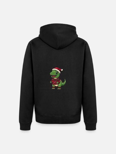 Dinosaur T-Rex Christmas Comic - Unisex Premium Organic Zip Hoodie - black