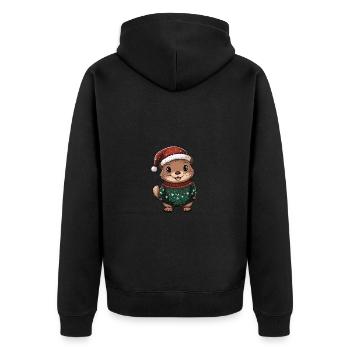 Beaver Christmas Comic - Unisex Premium Organic Zip Hoodie - black - Back - Nico (187cm)