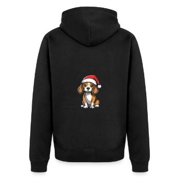 Beagle chien Noël mignon - Veste à capuche bio Premium Unisexe - noir - Dos - Nico (187cm)