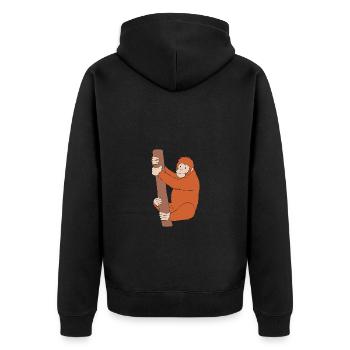 Orang Utan - Unisex Premium Bio Zip Hoodie - Schwarz - Hinten - Nico (187cm)