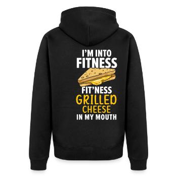 In Fitness Fit'ness Grilled cheese in my mouth - Unisex Premium Organic Zip Hoodie - black - Back - Nico (187cm)