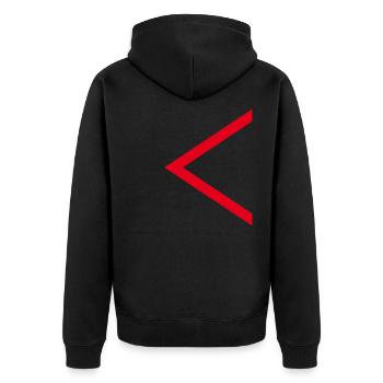 Roter Pfeil - Unisex Premium Bio Zip Hoodie - Schwarz - Hinten - Nico (187cm)