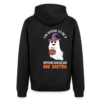Halloween Ghost Pumpkin - Unisex Premium Organic Zip Hoodie - black - Back - Nico (187cm)