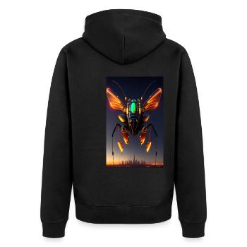 Artificial Intelligence AI Steampunk Cyborg Robot - Unisex Premium Organic Zip Hoodie - black - Back - Nico (187cm)